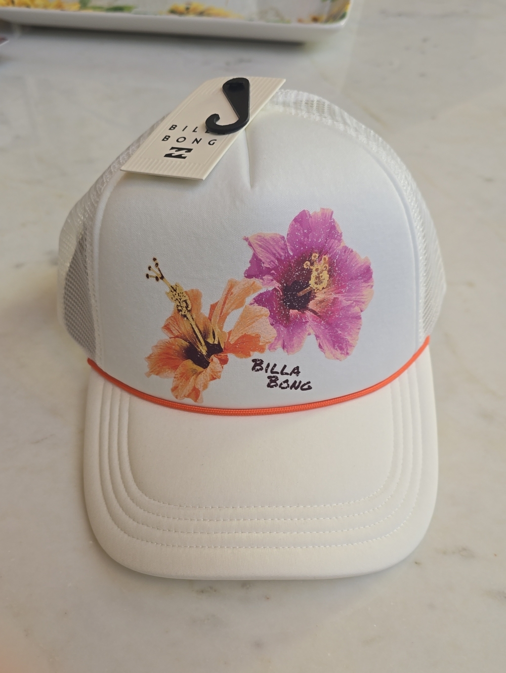 NWT Billabong Grandpa Trucker Hat With Hibiscus Flowers - Picture 6 of 11